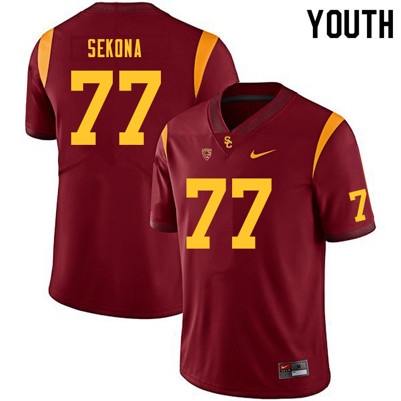 Youth #77 Jamar Sekona USC Trojans College Football Jerseys Sale-Cardinal